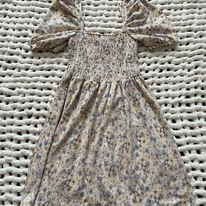 H&M Beige Floral Smocked Dress